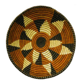 Brown, Black and Natural Sisal Fruit Plate 12'' Diameter Handmade by Artisans in Rwanda