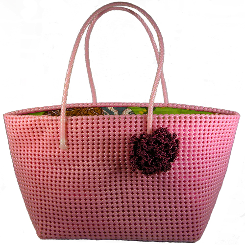 Extra Large Lined Pink Tote from India | Fair Trade | Handmade | Recycled, Bag | Speed Trust ...