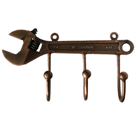  Junk Yard Wrench Coat Hook Crafted by Artisans in  India<br/ width=275 >Measures 8-1/4" long x 4-1/2" high x 2-1/2" deep