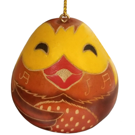Singing Bird Gourd Ornament (Front View) <br width=275 > crafted by Artisans in Peru 