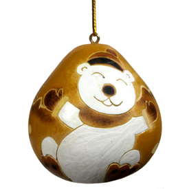Snow Bear Gourd Ornament (Front View) crafted by Artisans in Peru 