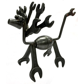 Junkyard Deer Crafted by Artisans in India<br/ width=275 >Measures 6 1/5" long x 5 1/2" high x 7 3/8" wide