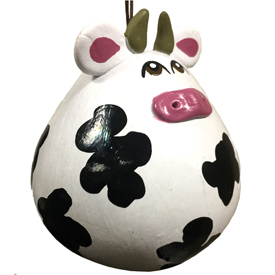 Ceramic Accented Cow Gourd Ornament Handmade by Artisans in Peru