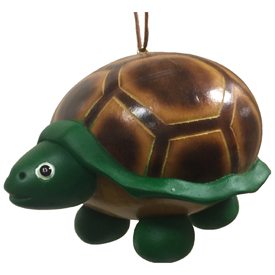 Ceramic Accented Turtle Gourd Ornament Handmade by Artisans in Peru