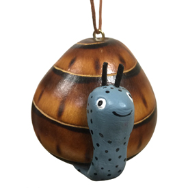 Ceramic Accented Snail Gourd Ornament Handmade by Artisans in Peru