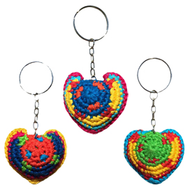 Crocheted Mayan Heart Key Chain from Guatemala - Assorted Colors