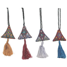 Tawizak Cross-Stitched Zipper Pulls in Assorted Colors from Afghanistan Measures: 4” high x 2” wide x 1/2” deep, with 4-1/2” drop length