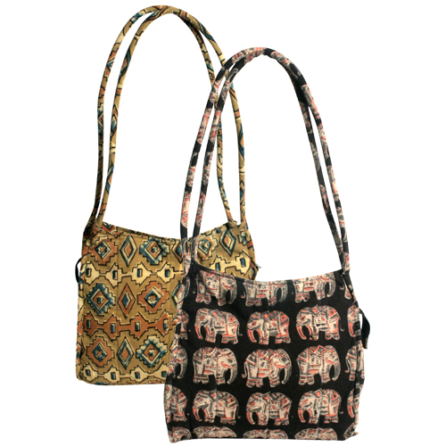 Anjali Kalamkari Bag crafted in India | Fair Trade | Handmade | Elephant, Geometric, Shoulder ...