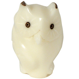 Old Wise Owl Tagua Pet Figurine on a Base  Crafted by Artisans in Ecuador  Measures 2-1/4” high x 1” wide x 1-1/8” deep
