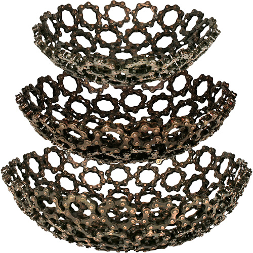 Recycled Bicycle Chain Bowl, Handmade in India and Fair Trade Imported from Noahs Ark.
