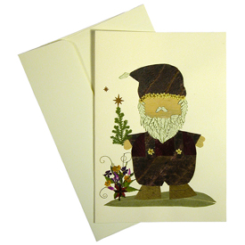 Santa - Handmade Floral Christmas Card Made by Woman Artisans in El Salvador Measures: 6-7/8 in. tall x 4-3/4 in wide