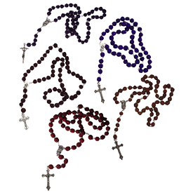 Rosaries made from Paja Toquilla by Artisans in<br/ width=275 >Ecuador<br/>17 1/4'' Long, each ball is 1'' circumference, Silver  pendents