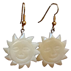 Tagua Sun Earrings 1 3/4'' tall x 1'' wide x 1/4'' thick Handmade by Artisans in South America