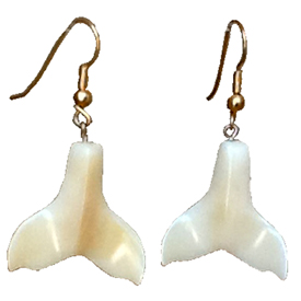 Tagua Whale's Tail Earrings 1 3/8'' tall x 1'' wide x 1/4'' thick Handmade by Artisans in South America