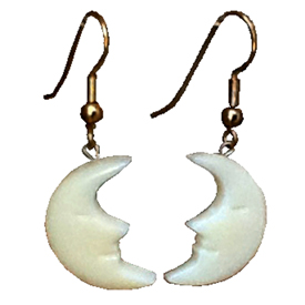 Tagua Moon Earrings 2 3/4'' tall x 5/8'' wide x 1/4'' thick Handmade by Artisans in South America