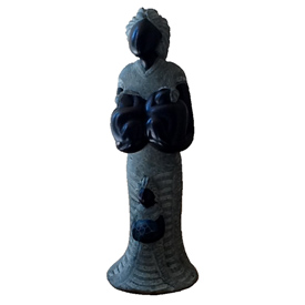 Soapstone Mother and Children Figurine 7 1/2'' high x 2 5/8'' wide x 2 3/8'' deep Crafted by Artisans in Haiti
