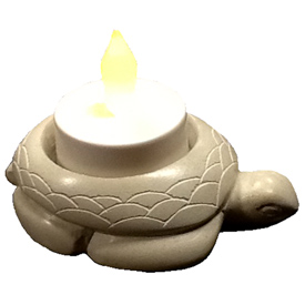 White Soapstone Turtle Tealight Figurine 1'' high x 2 1/8'' wide x 3 3/8'' deep Crafted by Artisans in Haiti