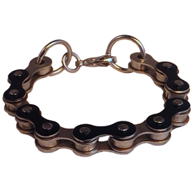 Recycled Bicycle Chain Bracelet - Silver and Black <br width=275 > Medium Size (7-1/2 inches)