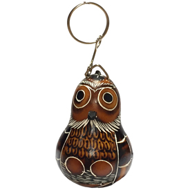 Hand-Carved Owl Keychain crafted by Artisans in Peru Measures 2-3/4 high x 2 diameter at base = hangs 3-3/4