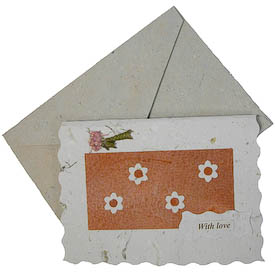 “With Love”   crafted by Artisans in Peru from Handmade Paper   Measures 3-3/4” x 5”, includes handmade paper envelope