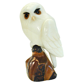 Tagua Snowy Owl Figurine Carved by Artisans of Ecuador   Measures: 3 high x 1-1/2 wide x 2 deep