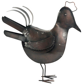 Recycled Metal Rooster  Crafted by Artisans in India  Measures 9-1/2” high x 9-1/2” wide x 2-1/2” deep