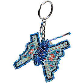 Butterfly Glass Bead Key Chain  Crafted by Artisans in Guatemala  Measure 2-1/2” wide x 2-1/4” high