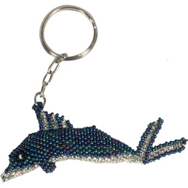 Dolphin Glass Bead Key Chains  Crafted by Artisans in Guatemala  Measure 3-3/4” long x 1/2” wide x 1” high