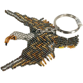 Golden Eagle Glass Bead Key Chains  Crafted by Artisans in Guatemala  Measure 3” long x 3-1/2” wide x 1/2” high