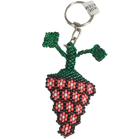 Strawberry Glass Bead Key Chains  Crafted by Artisans in Guatemala  Measure 2-1/4” high x 1-1/4” wide x 3/4” deep
