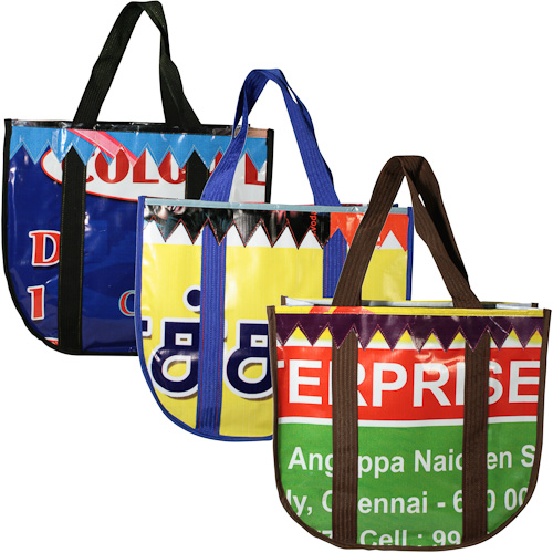 Recycled Billboard Shopping Tote from India | Handmade| Fair Trade | Recycled, Billboards ...