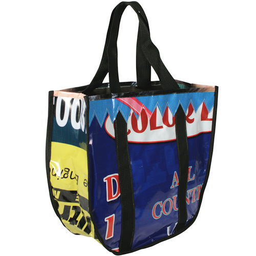 Recycled Billboard Shopping Tote from India | Handmade| Fair Trade | Recycled, Billboards ...