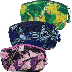 Large Recycled Cloth Cosmetic Bags  Crafted by Artisans in Guatemala  Measure 4-1/2” high x 6-1/2” wide