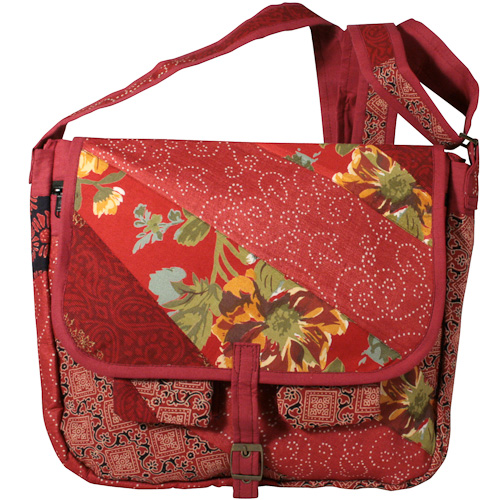 Patchwork Messenger Bag from India | Handmade|recycled, re-purposed, waste, patchwork, bags ...