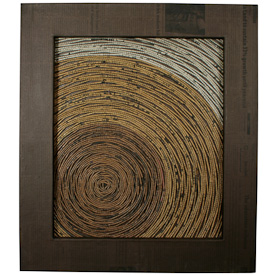 Tree Ring Wall Art made of Recycled Newsprint  Crafted by Artisans in the Philippines  Measures 23-1/4” high x 20-1/2” wide x 1” deep